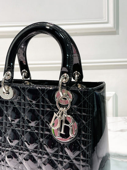 DIOR MEDIUM LADY DIOR, Black/Silver