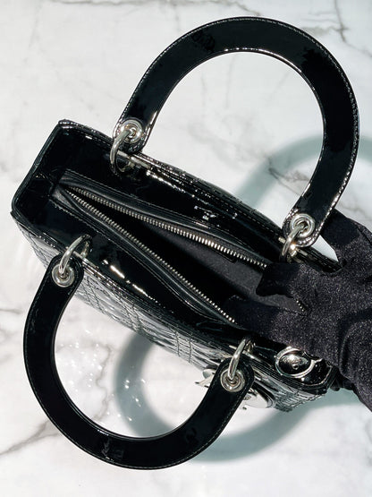 DIOR MEDIUM LADY DIOR, Black/Silver