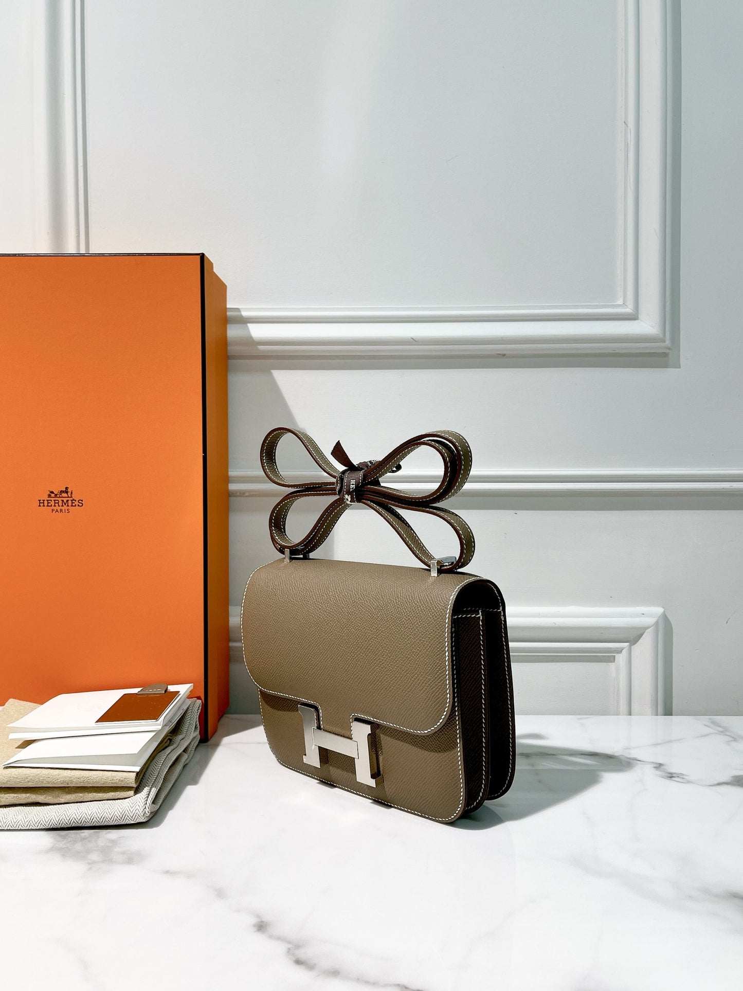 HERMES CONSTANCE MIMI, Etoupe/Silver