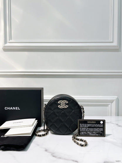 CHANEL MINI ROUND BAG, Black/Gold