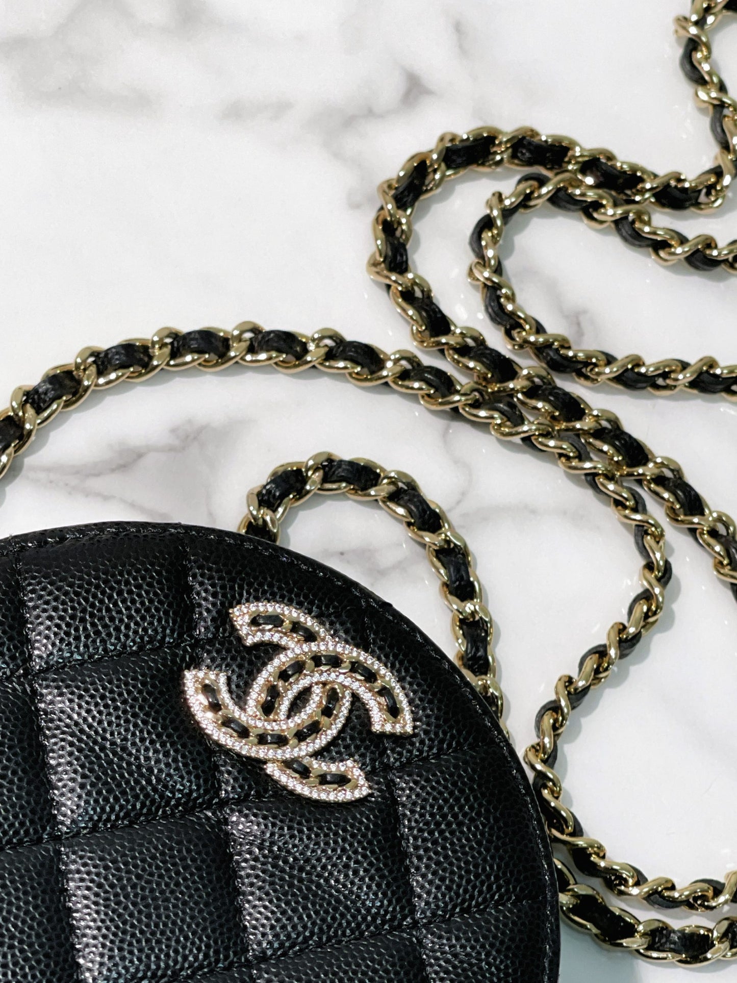 CHANEL MINI ROUND BAG, Black/Gold