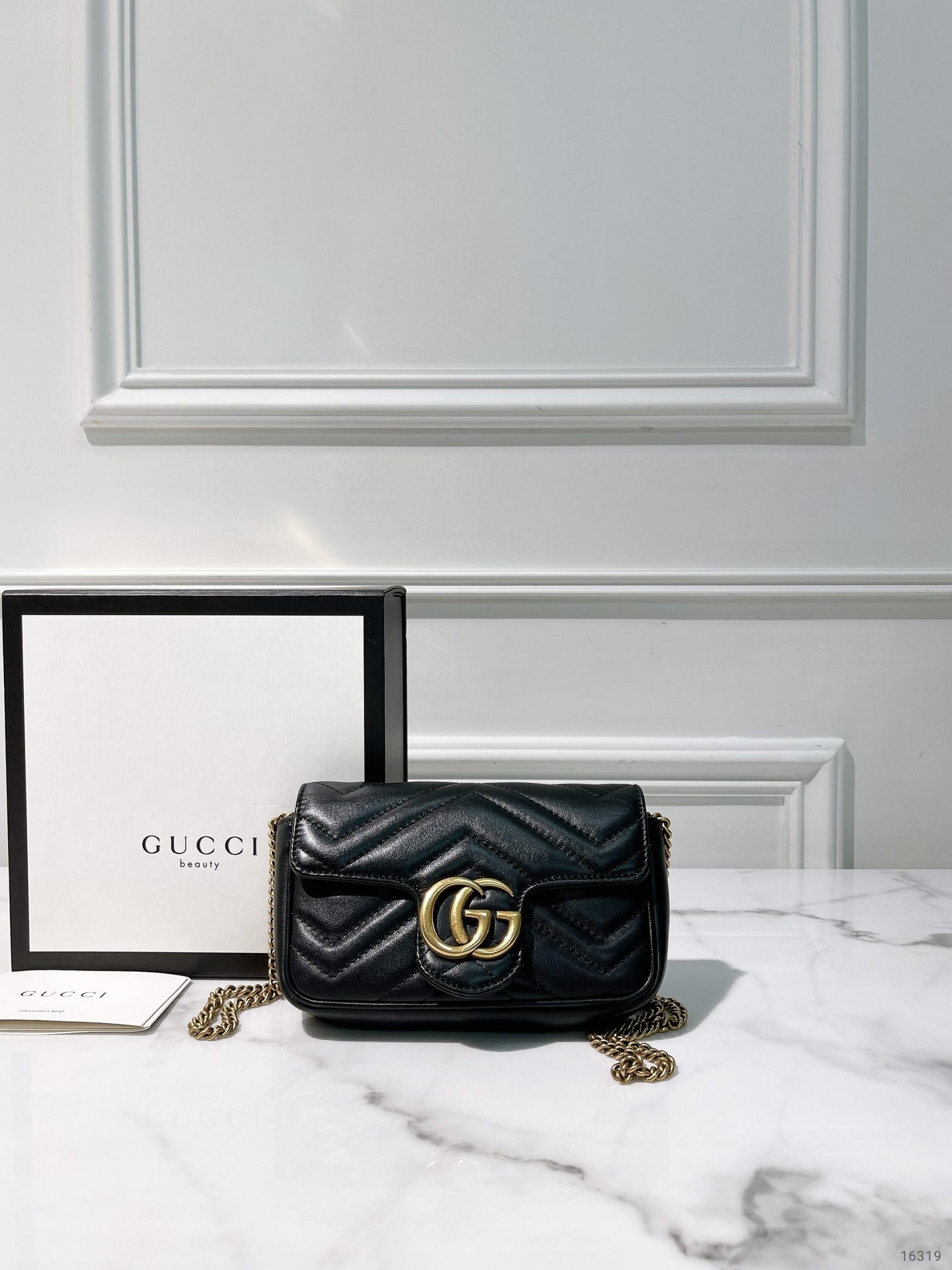 GUCCI SUERMINI MARMONT, Black/Gold