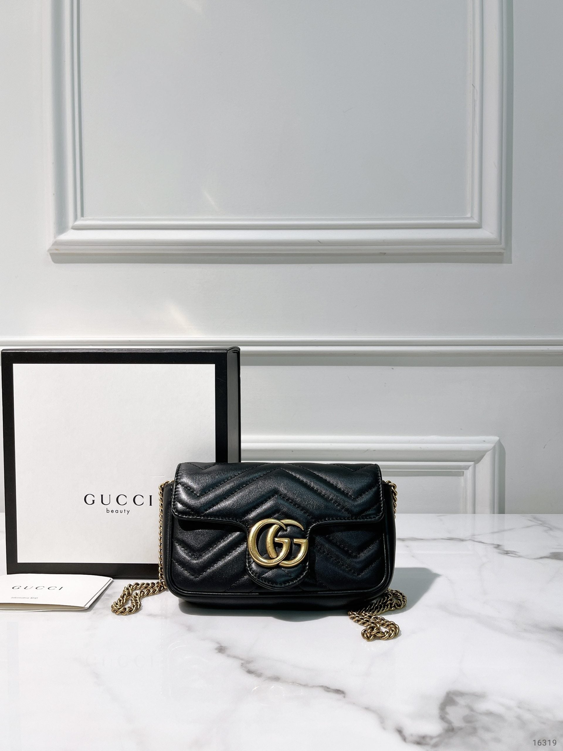 GUCCI SUERMINI MARMONT, Black/Gold