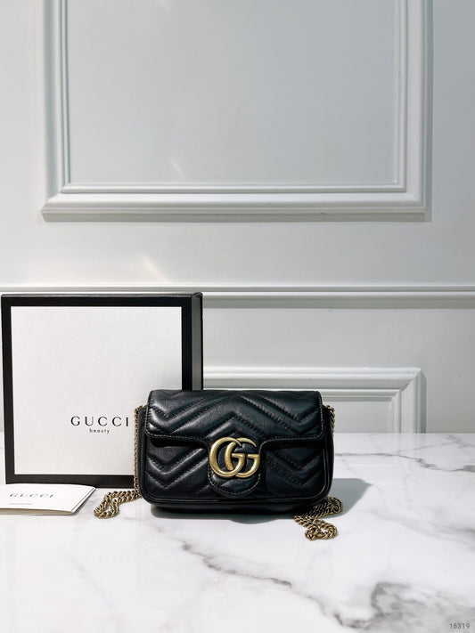 GUCCI SUERMINI MARMONT, Black/Gold