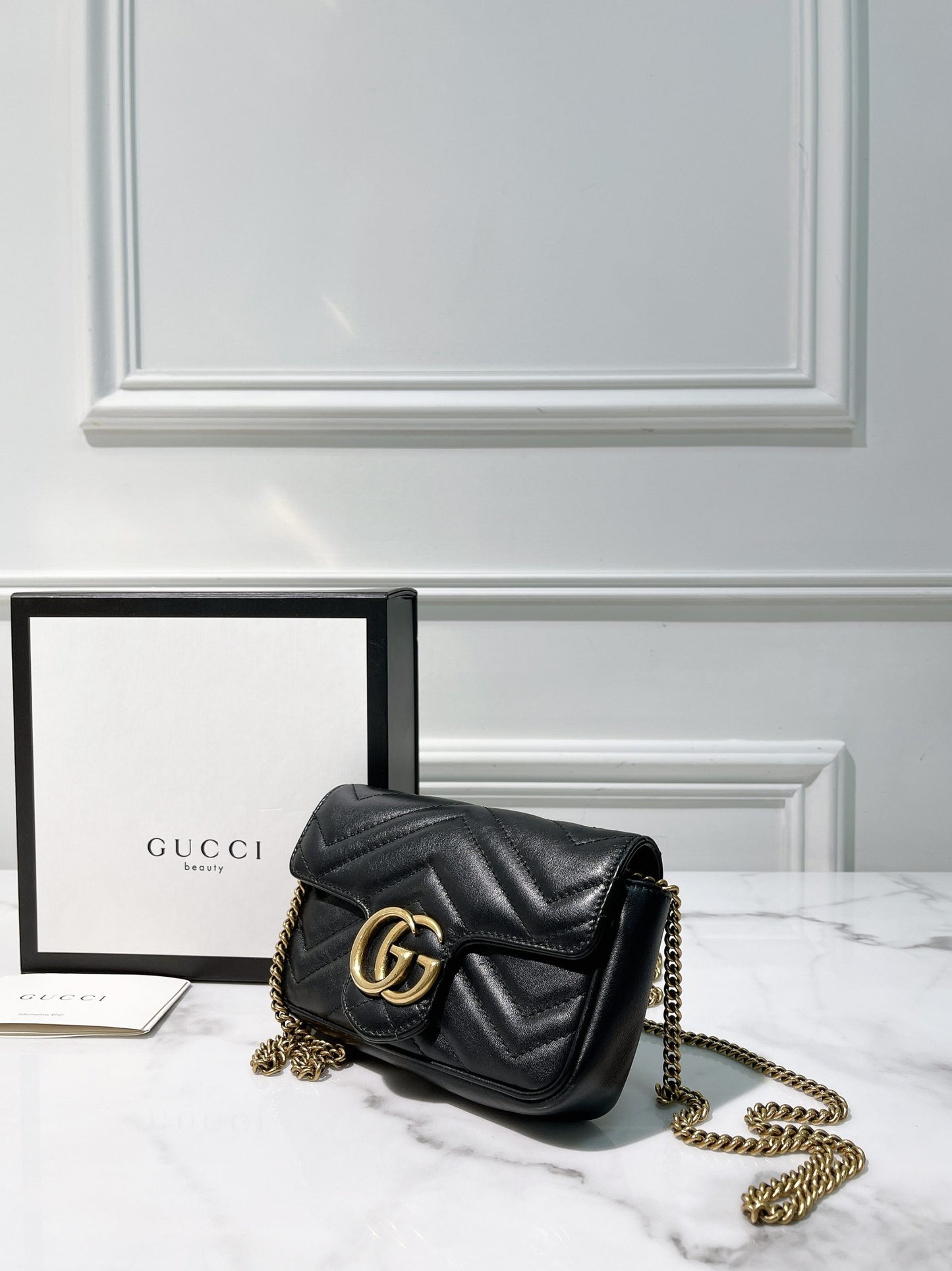 GUCCI SUERMINI MARMONT, Black/Gold