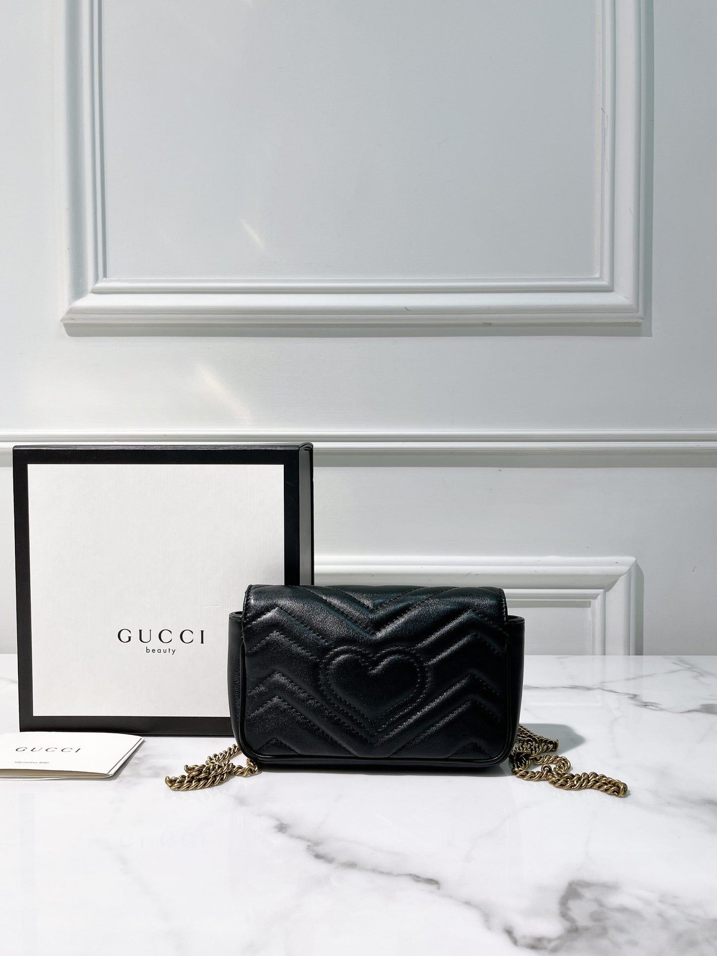 GUCCI SUERMINI MARMONT, Black/Gold