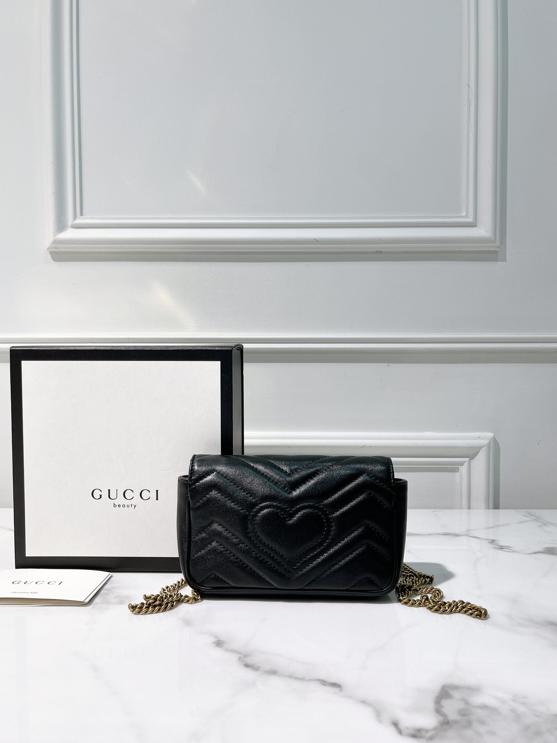 GUCCI SUERMINI MARMONT, Black/Gold