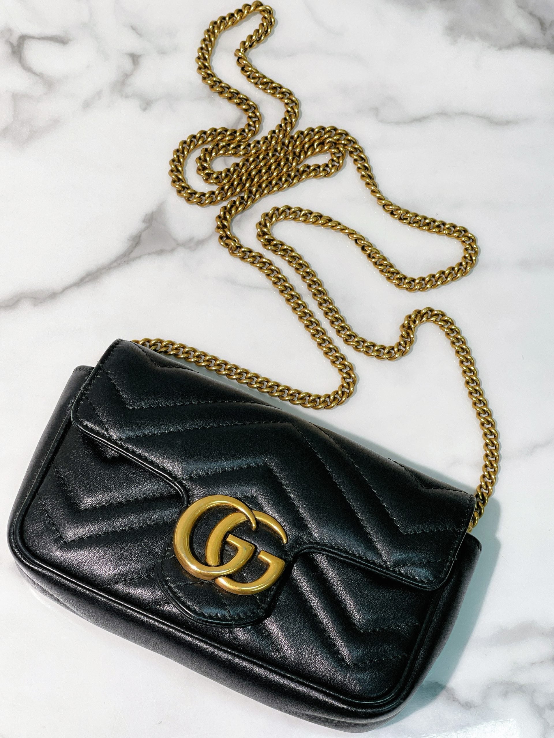 GUCCI SUERMINI MARMONT, Black/Gold