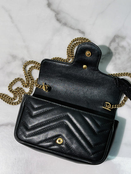 GUCCI SUERMINI MARMONT, Black/Gold