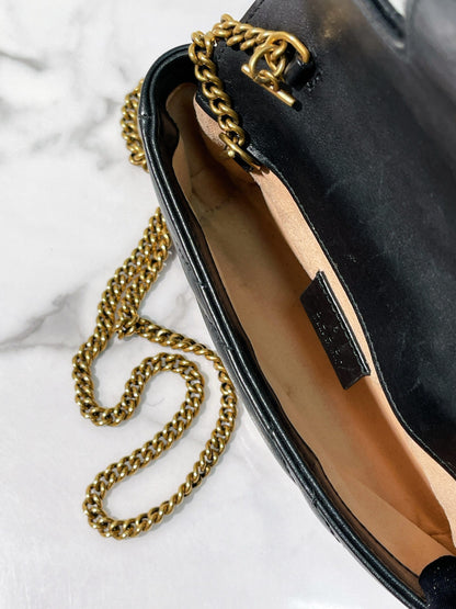 GUCCI SUERMINI MARMONT, Black/Gold