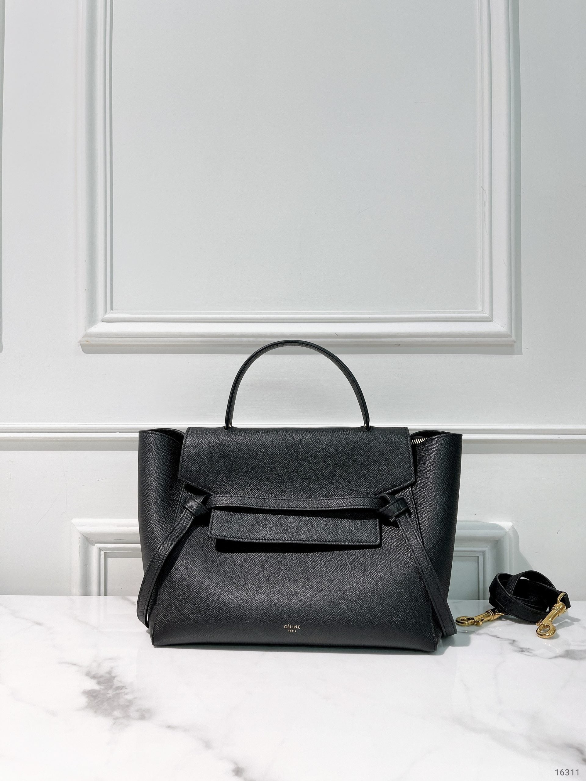 CELINE MINI BELT BAG, Black/Gold