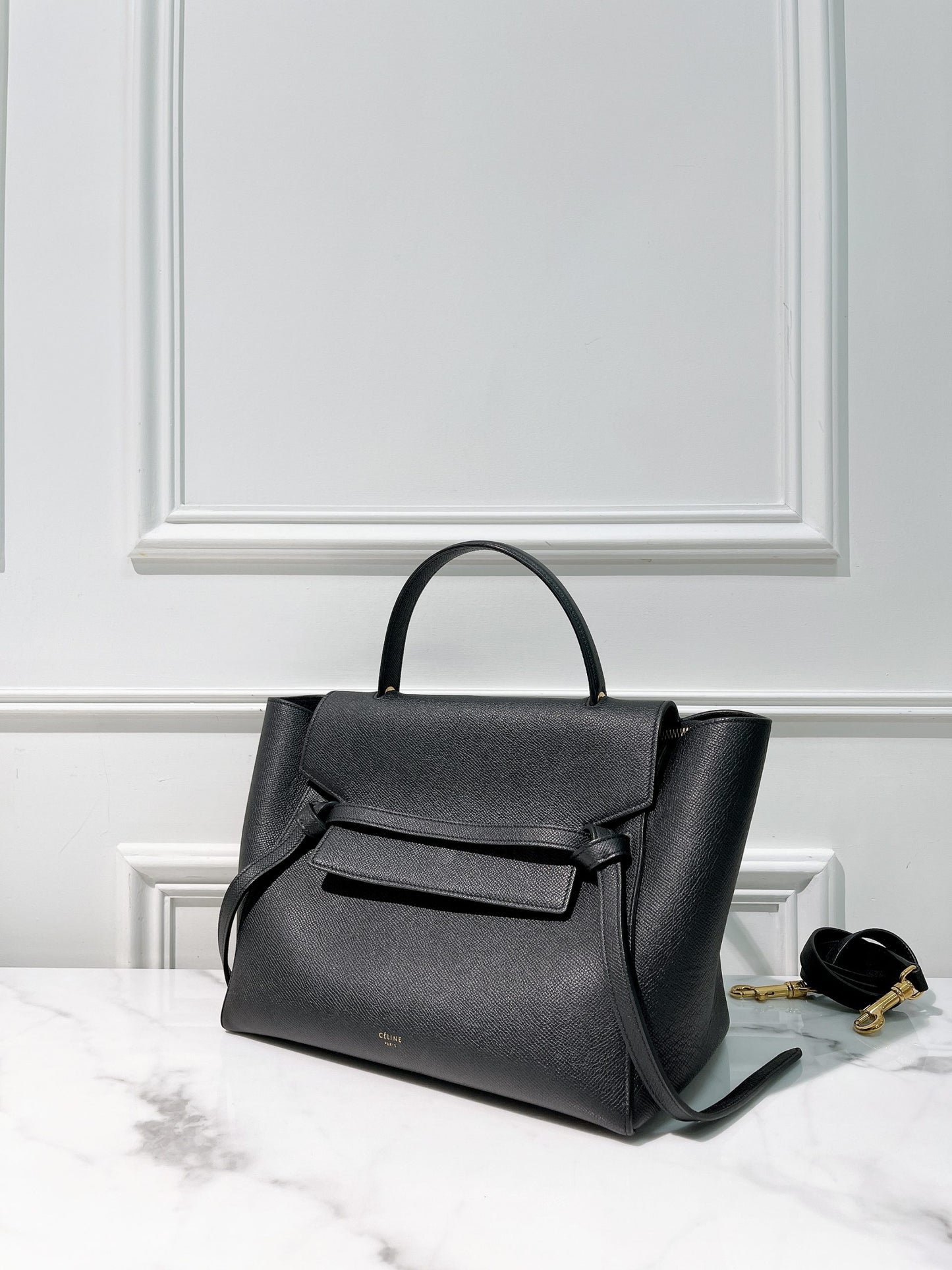 CELINE MINI BELT BAG, Black/Gold