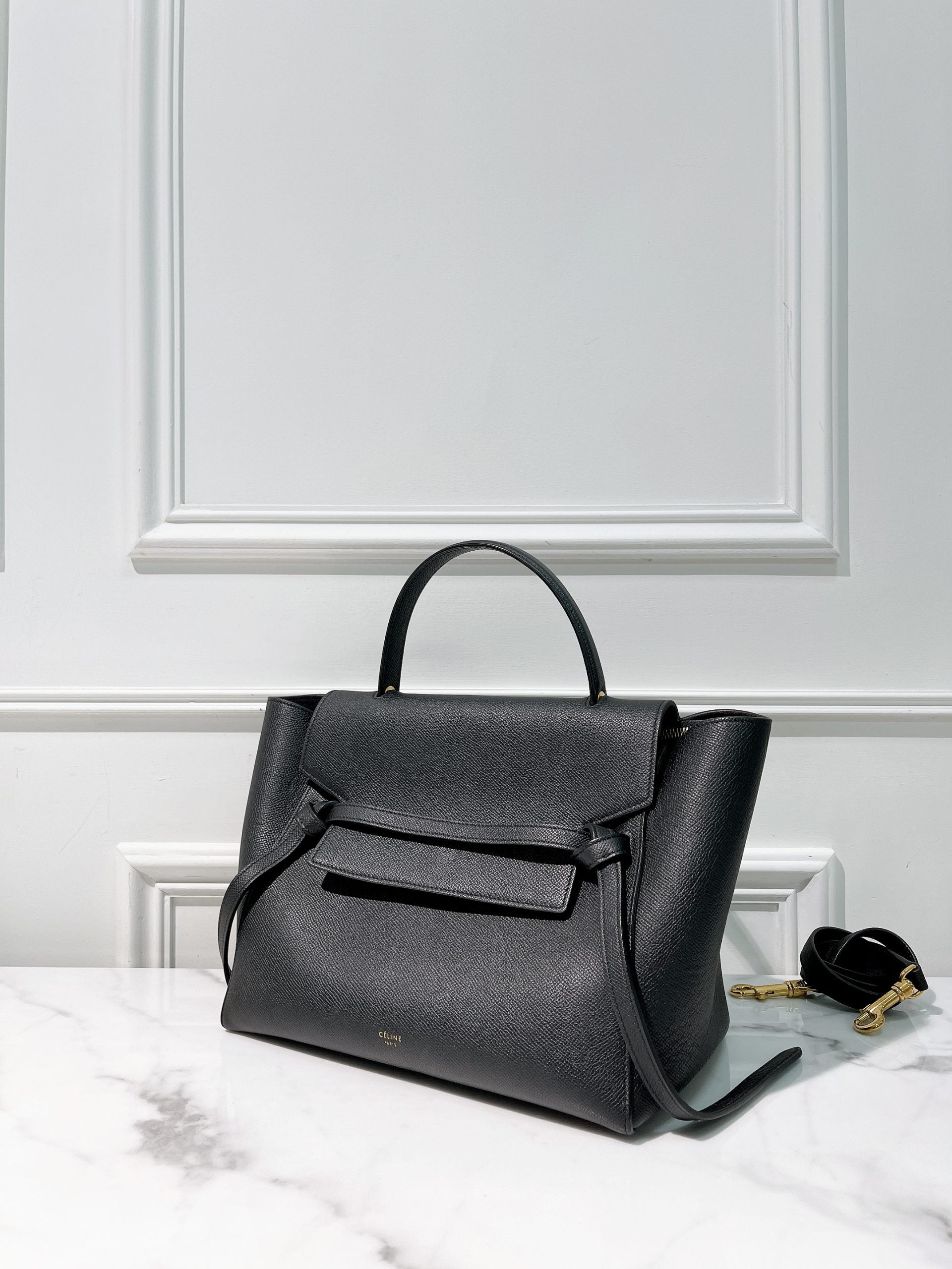 CELINE MINI BELT BAG, Black/Gold