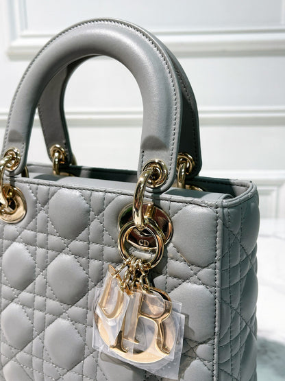 DIOR SMALL LADY DIOR, Grey/Gold