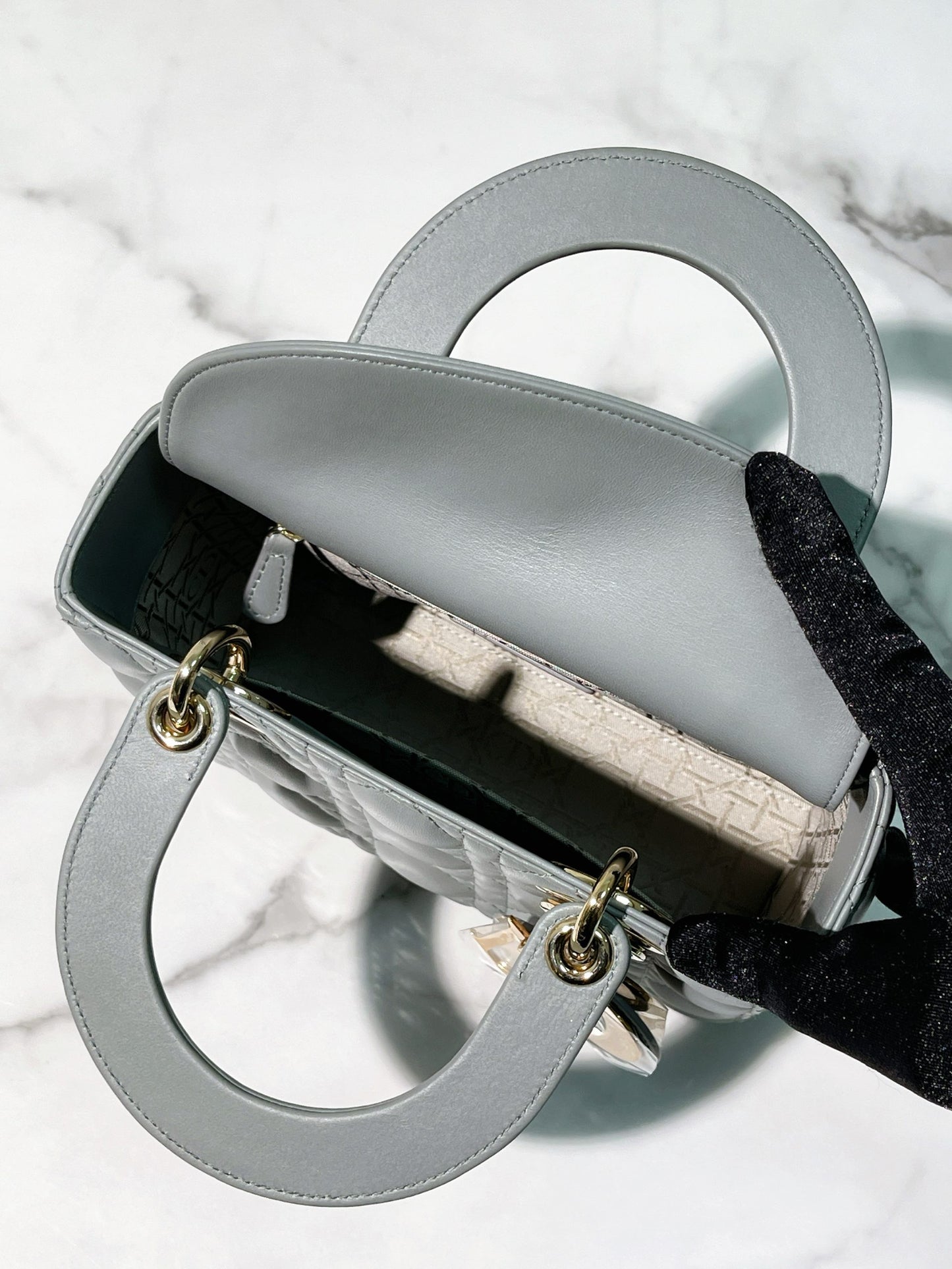 DIOR SMALL LADY DIOR, Grey/Gold