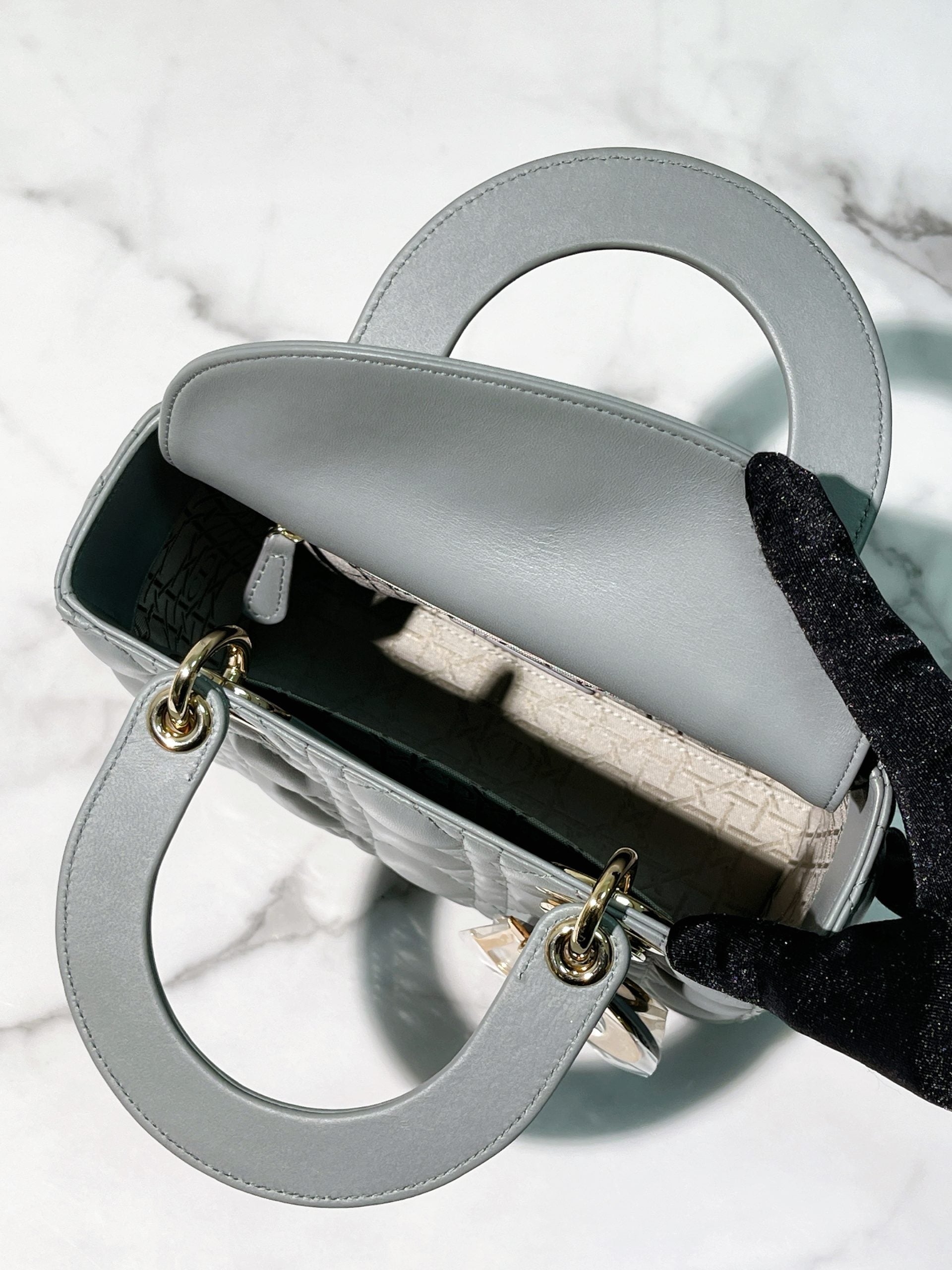 DIOR SMALL LADY DIOR, Grey/Gold