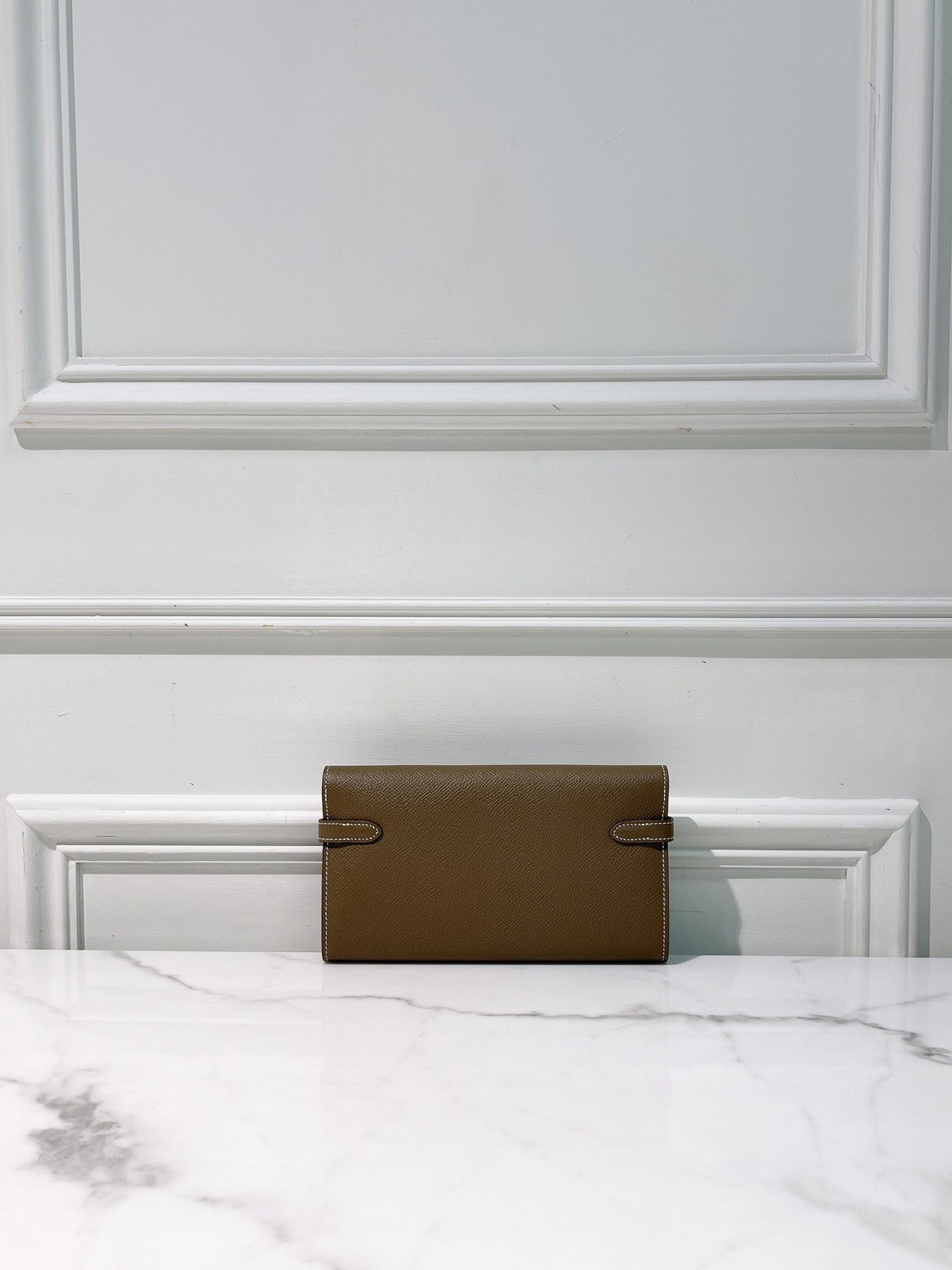 HERMES KELLY LONG WALLET, Etoupe/Silver