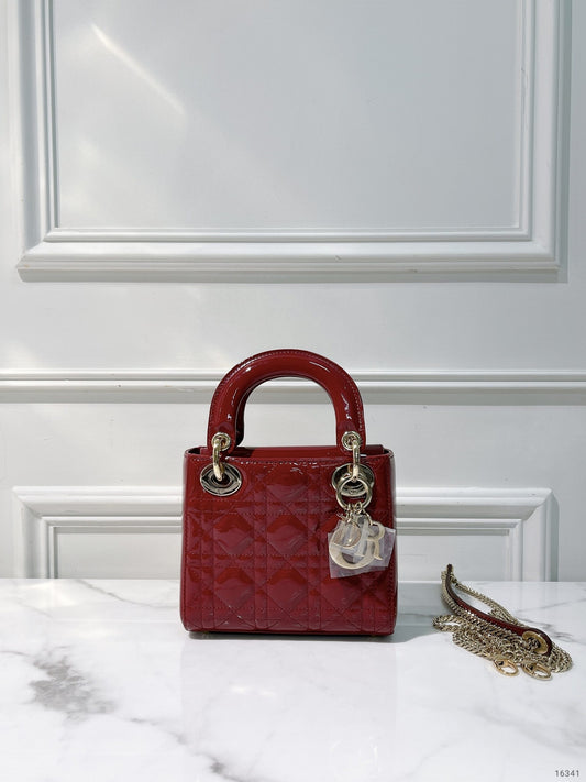 DIOR MINI LADY DIOR, Red/Gold