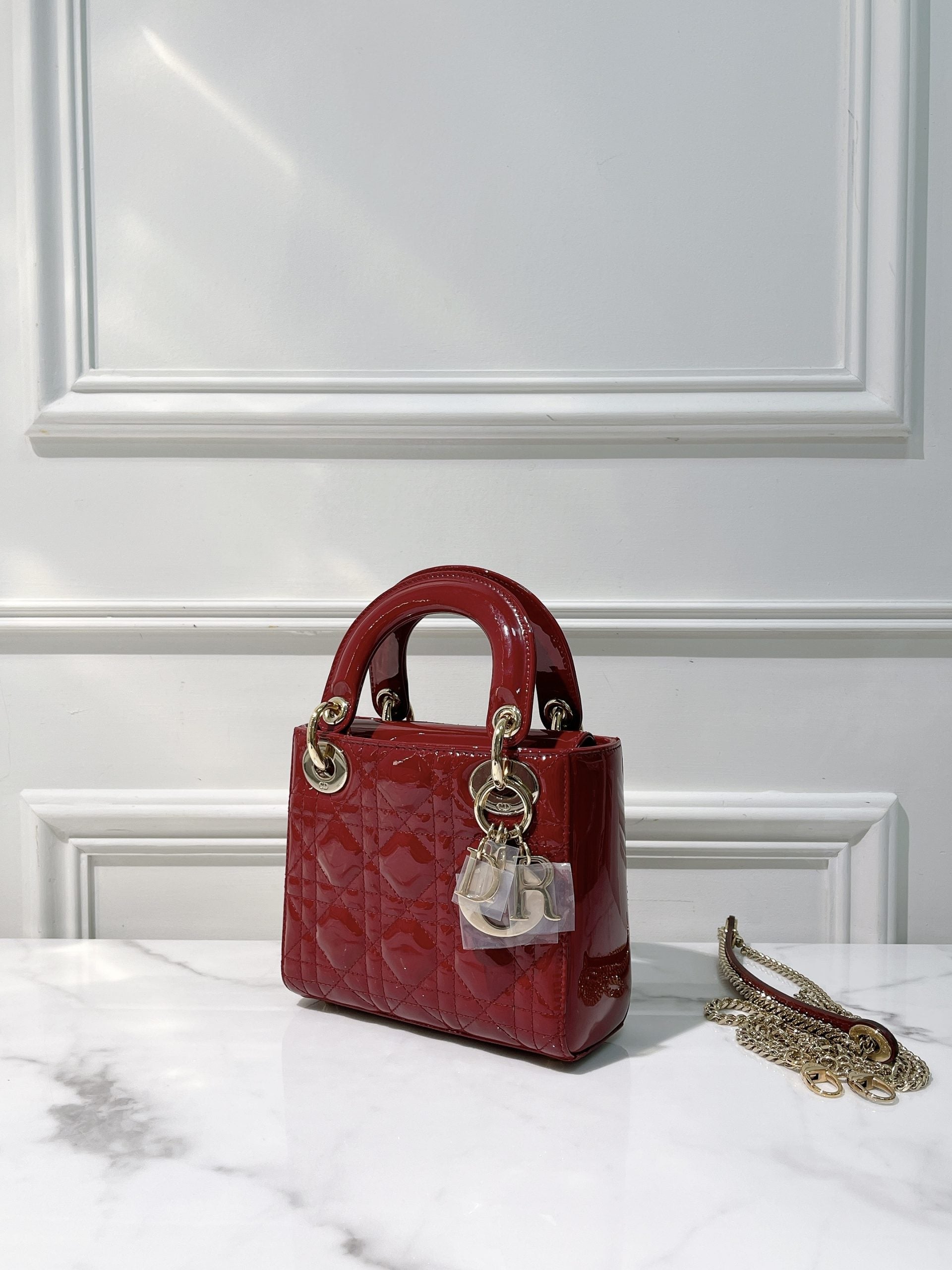 DIOR MINI LADY DIOR, Red/Gold