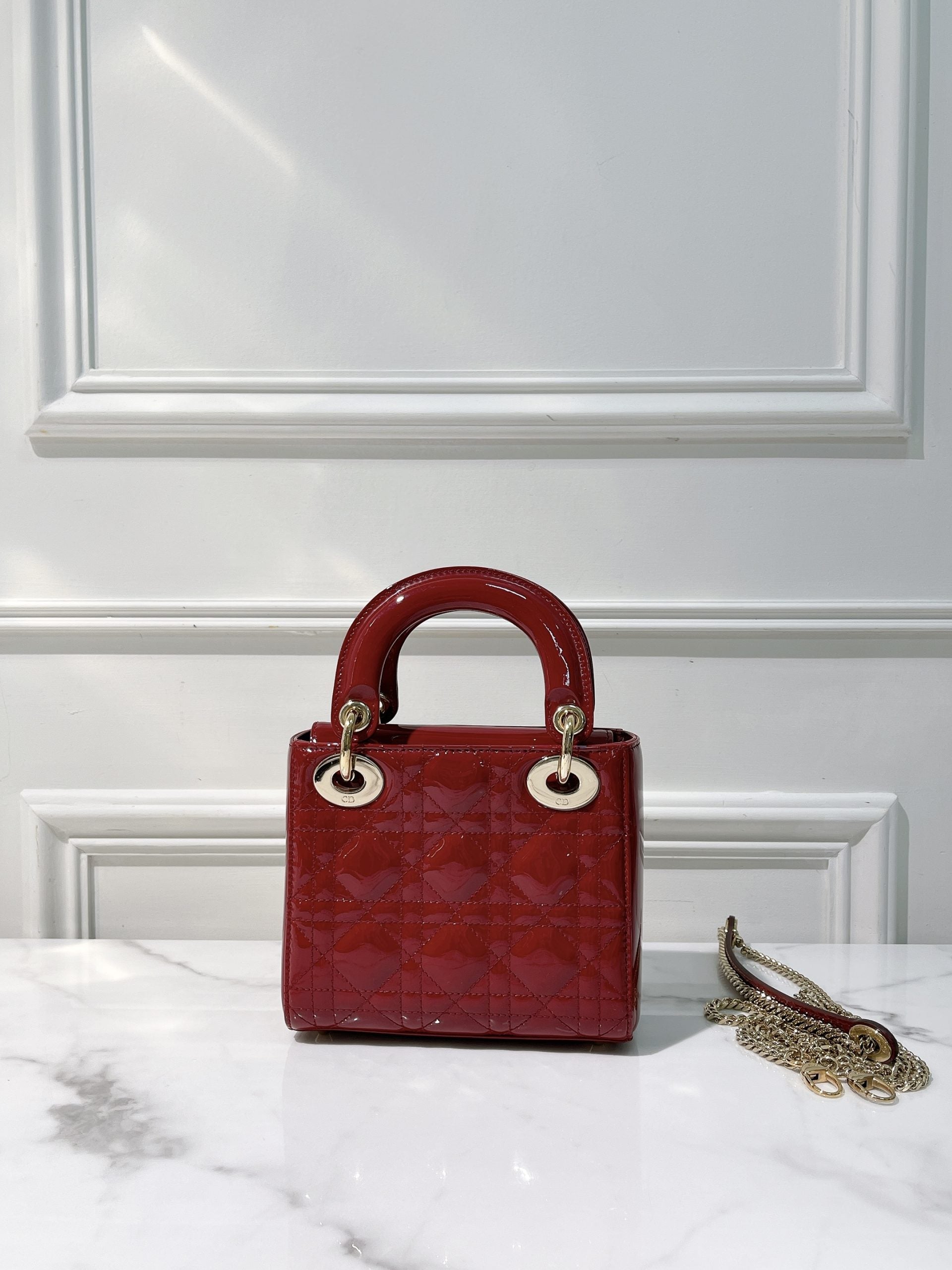 DIOR MINI LADY DIOR, Red/Gold