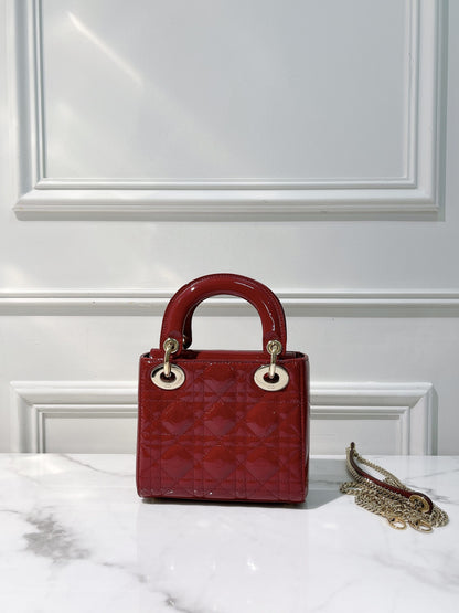 DIOR MINI LADY DIOR, Red/Gold