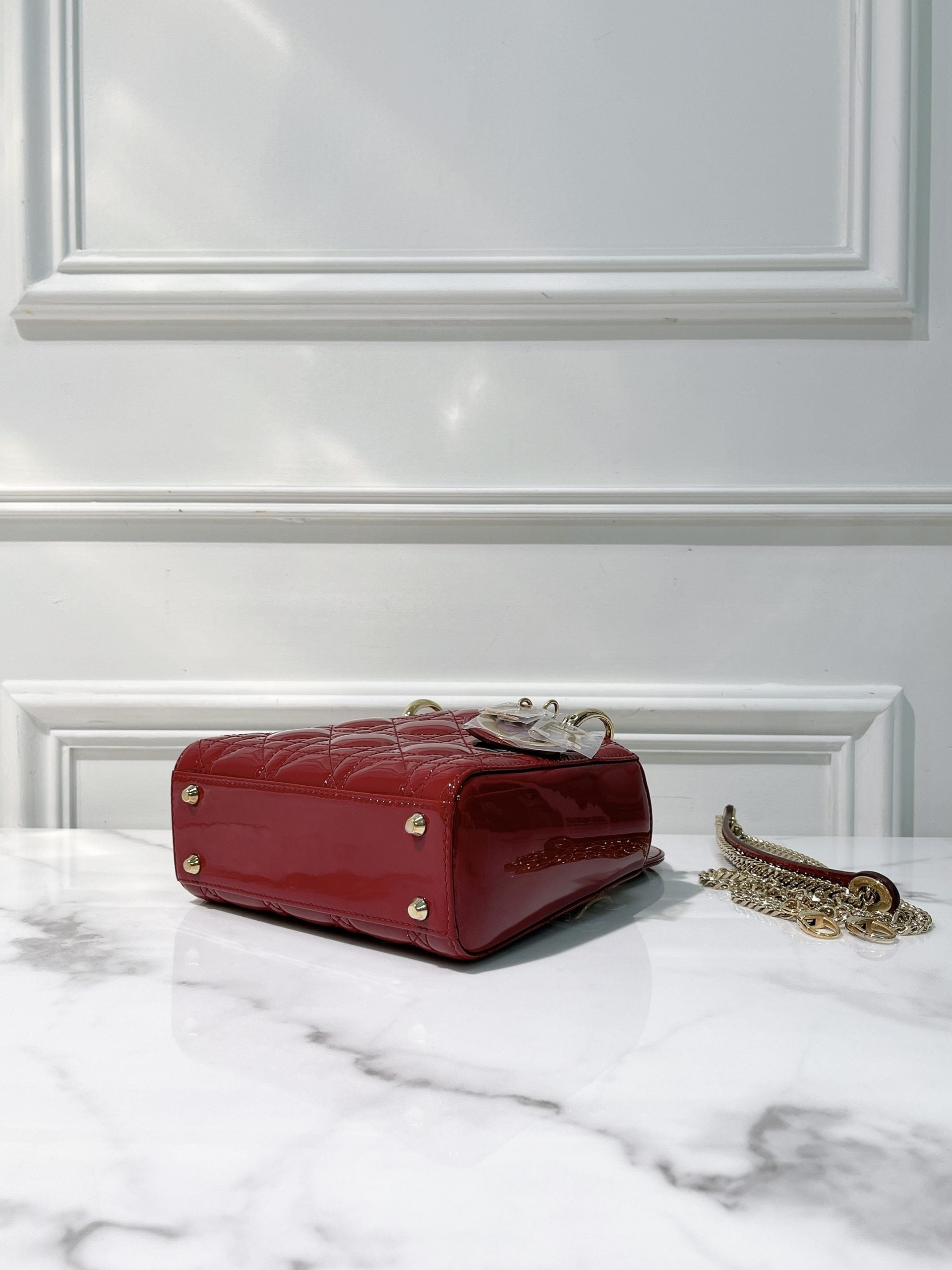 DIOR MINI LADY DIOR, Red/Gold