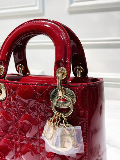 DIOR MINI LADY DIOR, Red/Gold