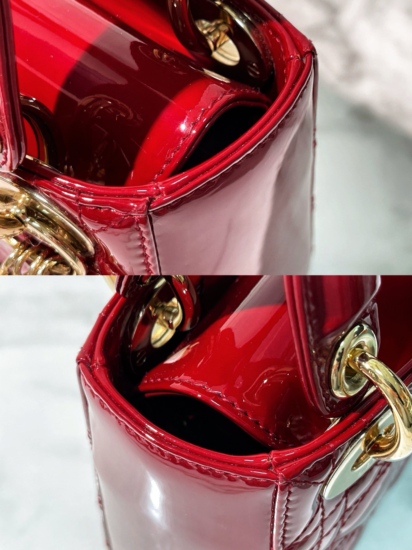 DIOR MINI LADY DIOR, Red/Gold