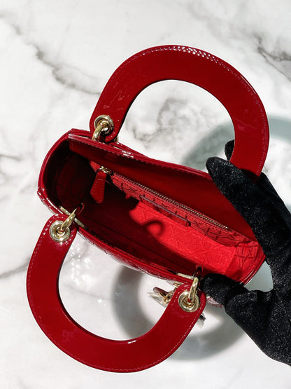 DIOR MINI LADY DIOR, Red/Gold
