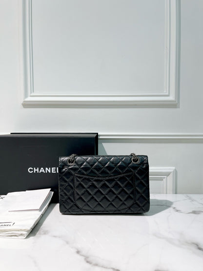CHANEL SMALL 2.55, Black/Silver