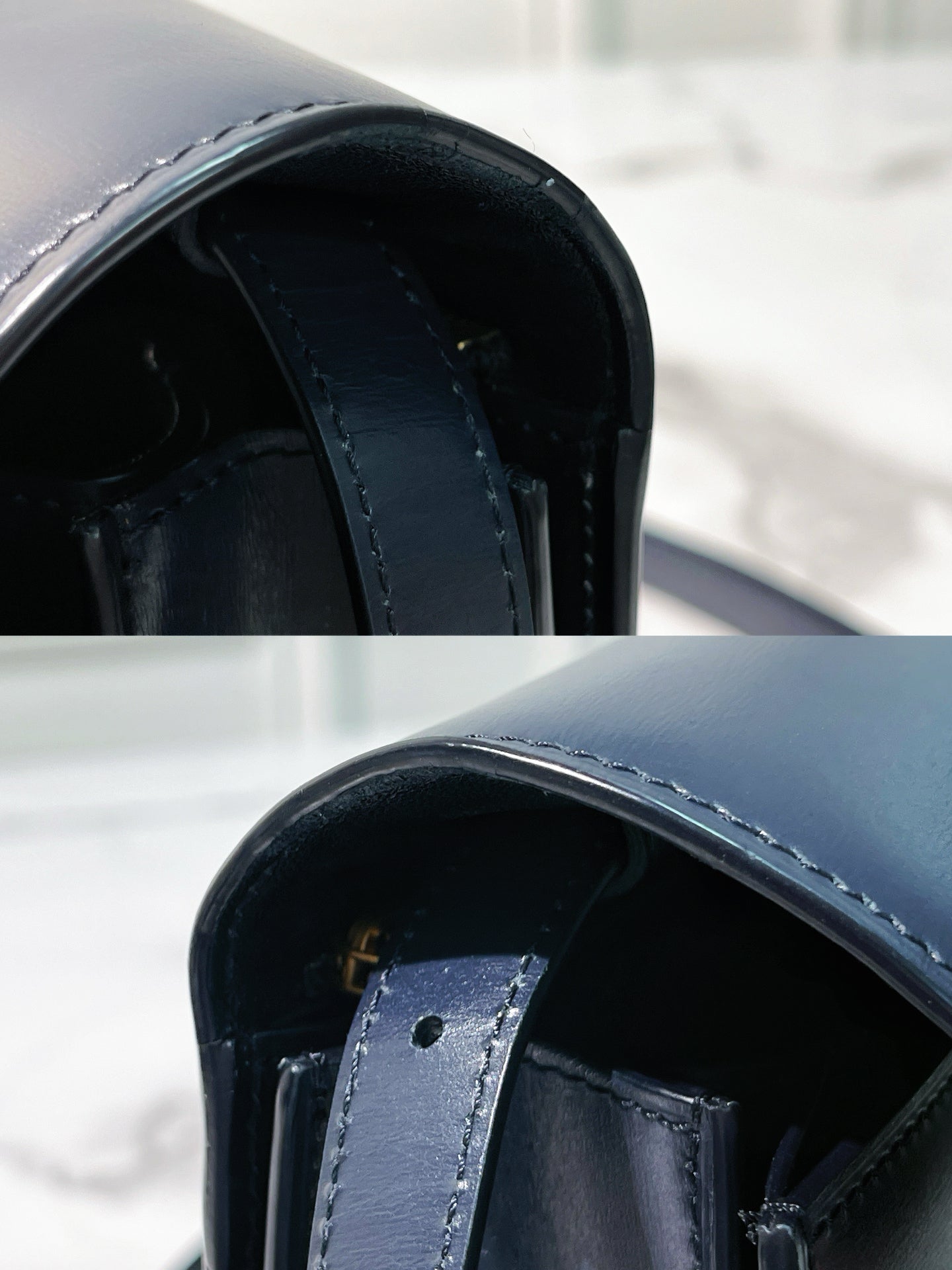 CELINE MEDIUM BOX, Navy/Gold