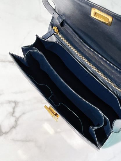 CELINE MEDIUM BOX, Navy/Gold