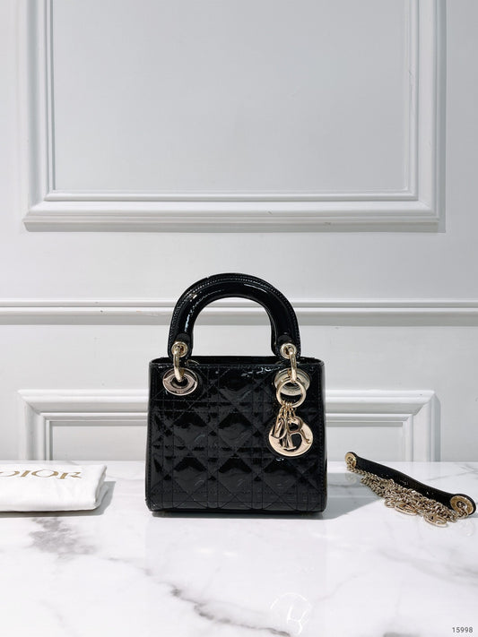 DIOR MINI LADY DIOR, Black/Gold