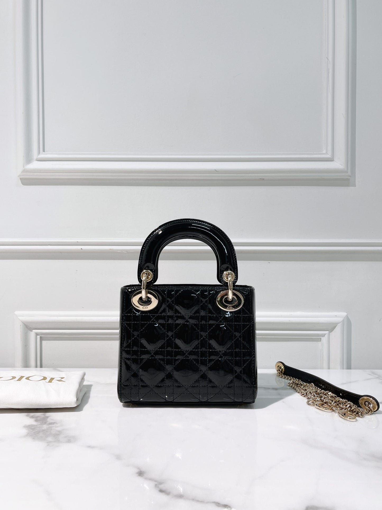DIOR MINI LADY DIOR, Black/Gold