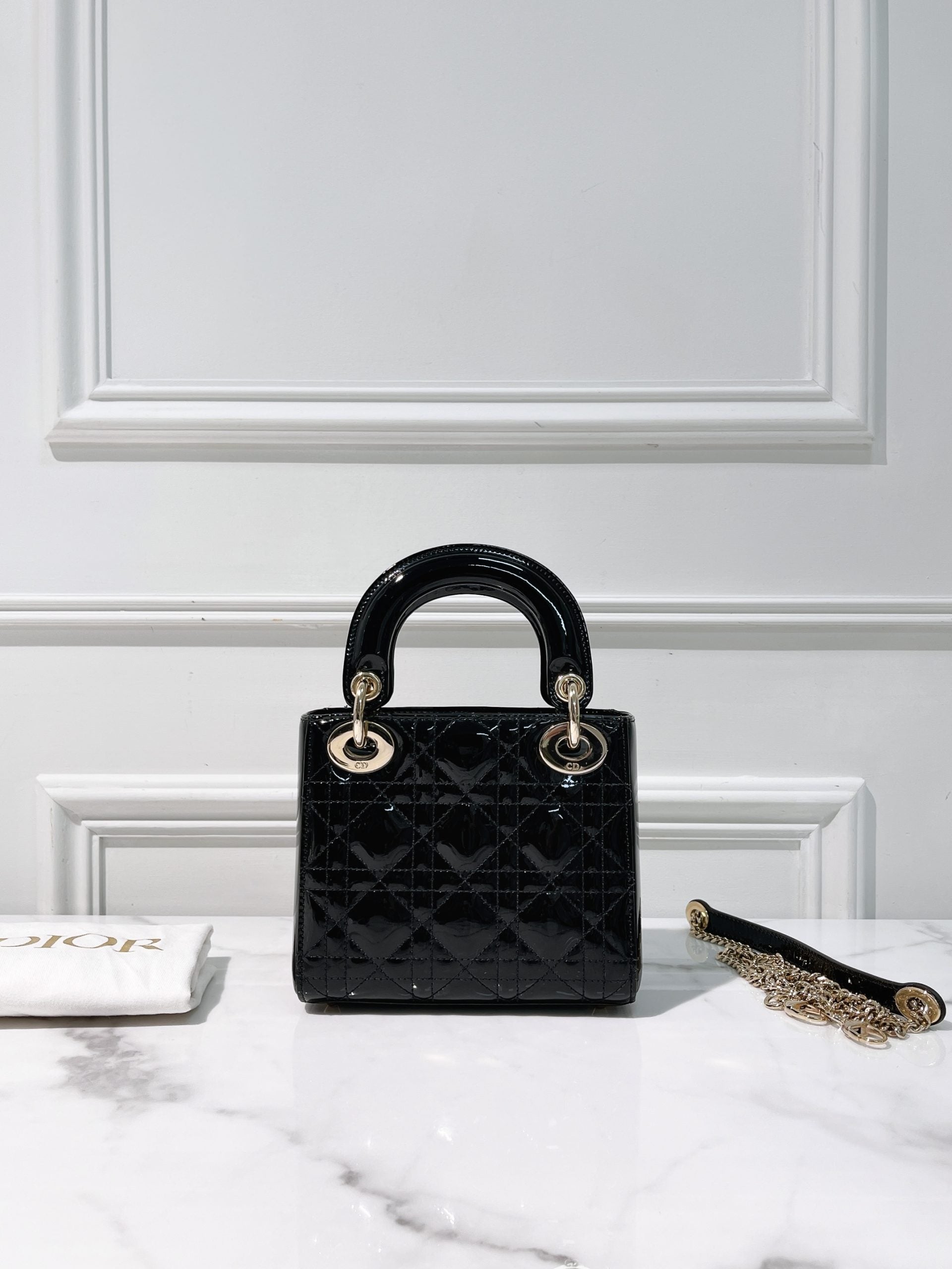 DIOR MINI LADY DIOR, Black/Gold