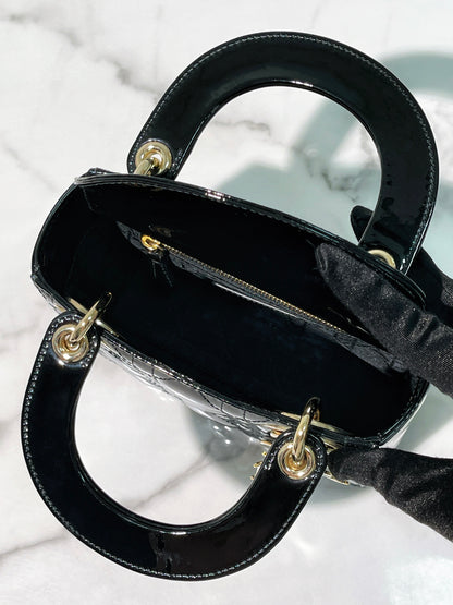 DIOR MINI LADY DIOR, Black/Gold