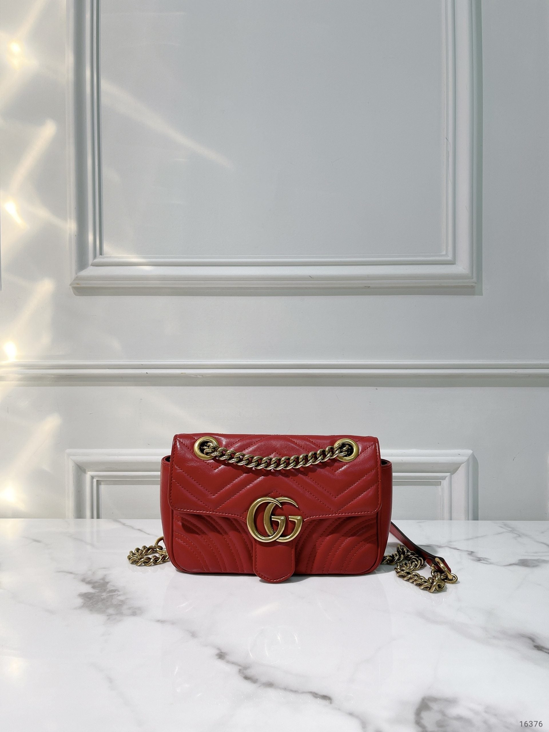 GUCCI MARMONT SMALL, Red/Gold
