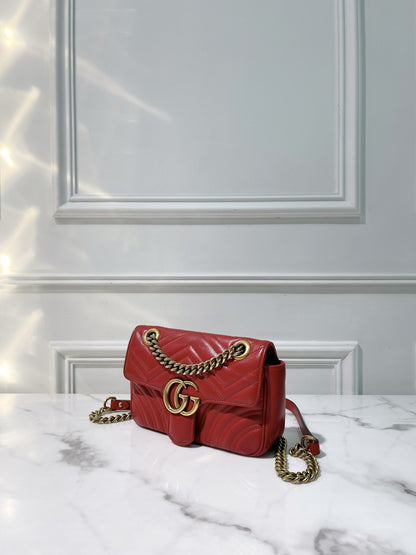 GUCCI MARMONT SMALL, Red/Gold
