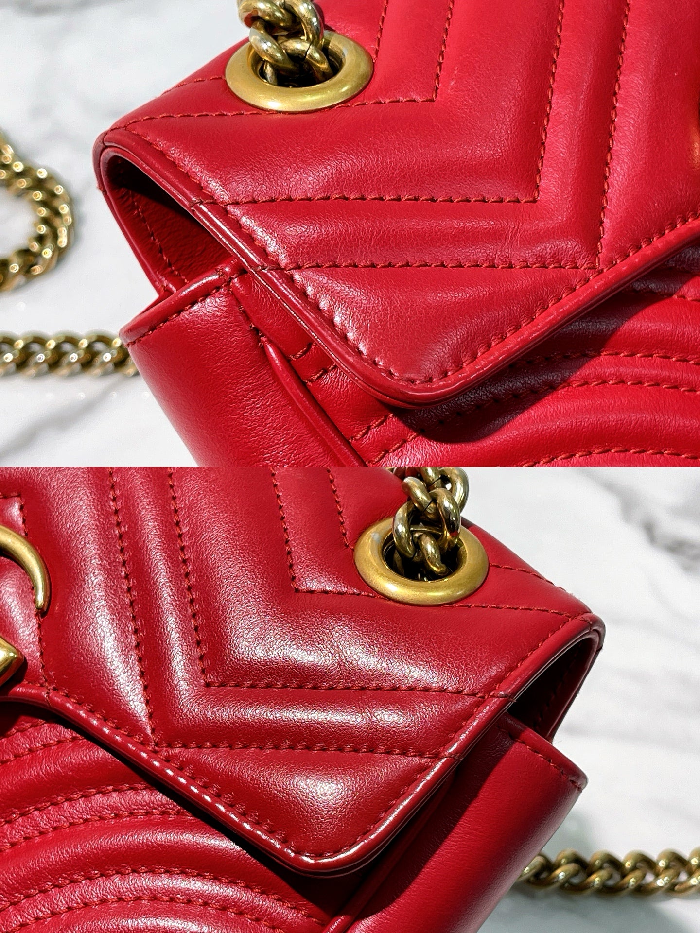 GUCCI MARMONT SMALL, Red/Gold