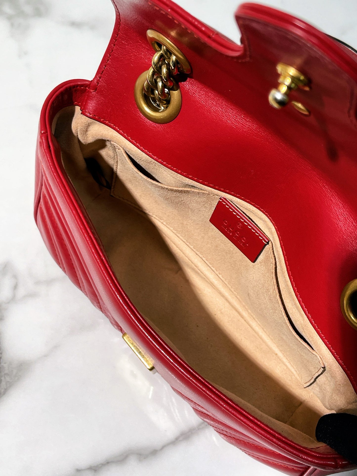 GUCCI MARMONT SMALL, Red/Gold