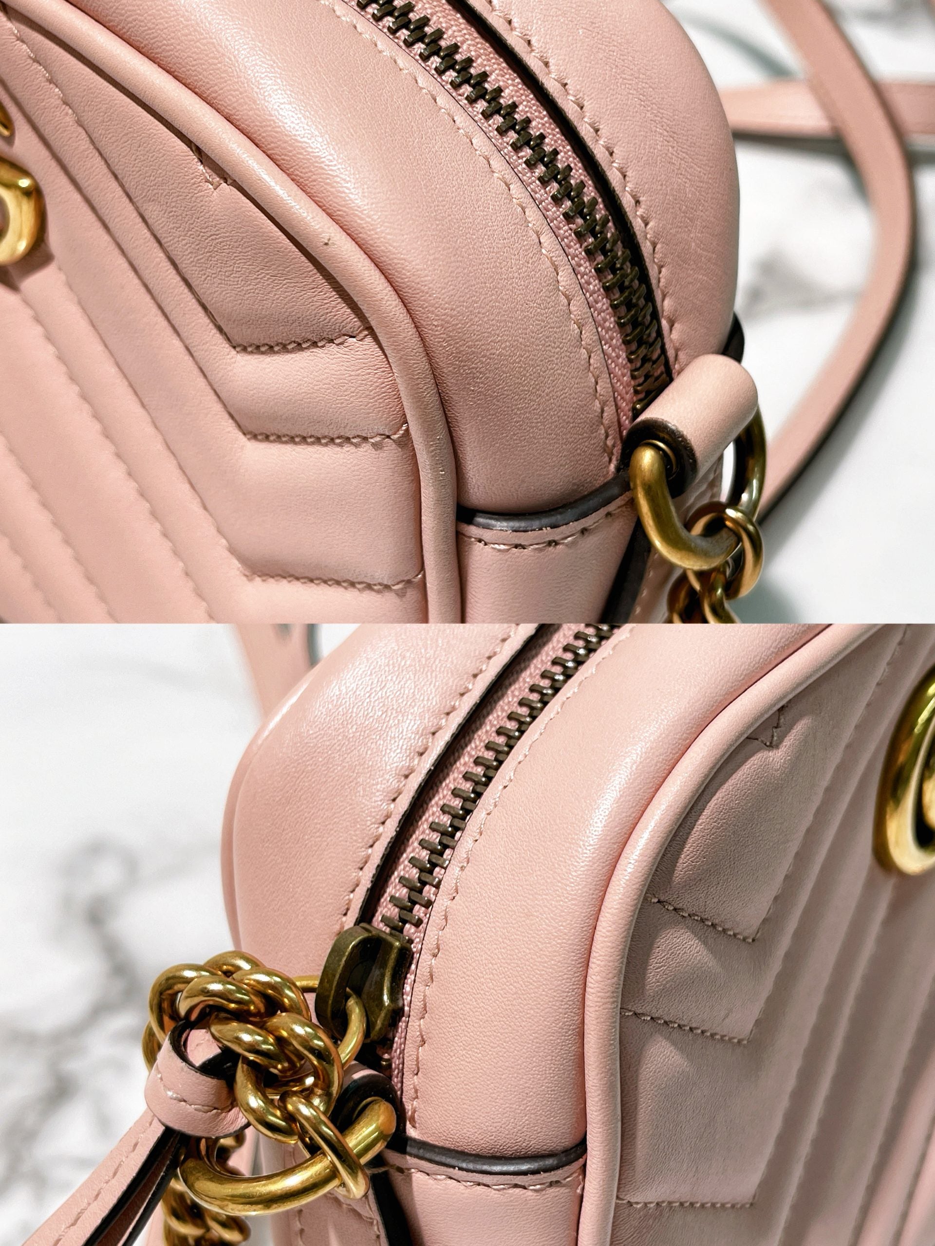 GUCCI MARMONT CAMERA BAG, Pink/Gold