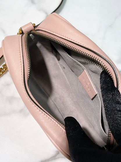 GUCCI MARMONT CAMERA BAG, Pink/Gold