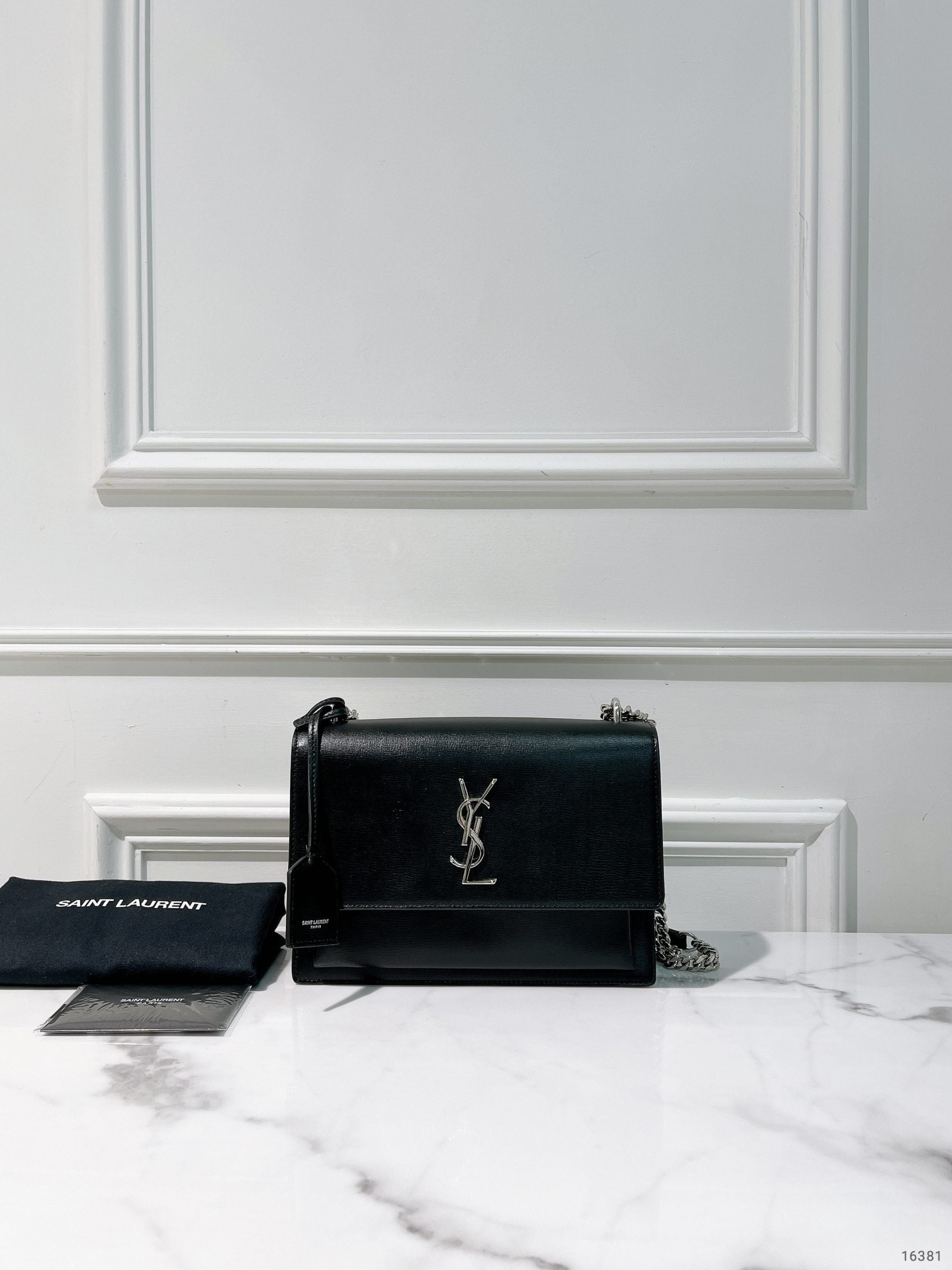 YSL SMALL SUNSET, Black/Silver
