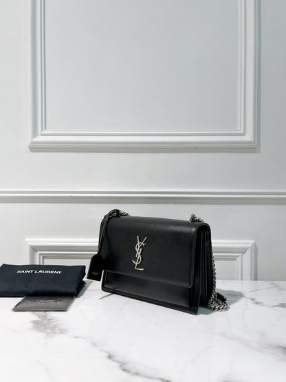 YSL SMALL SUNSET, Black/Silver
