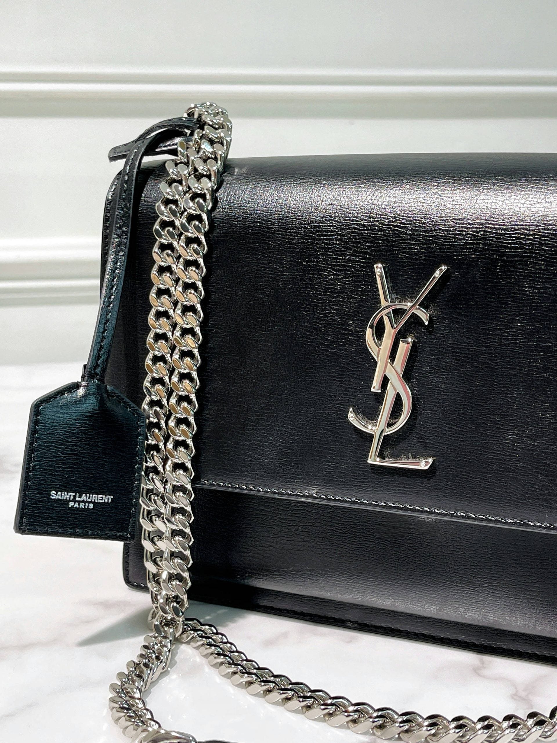 YSL SMALL SUNSET, Black/Silver