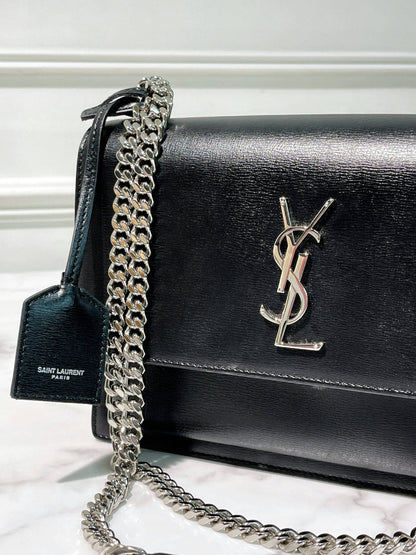 YSL SMALL SUNSET, Black/Silver