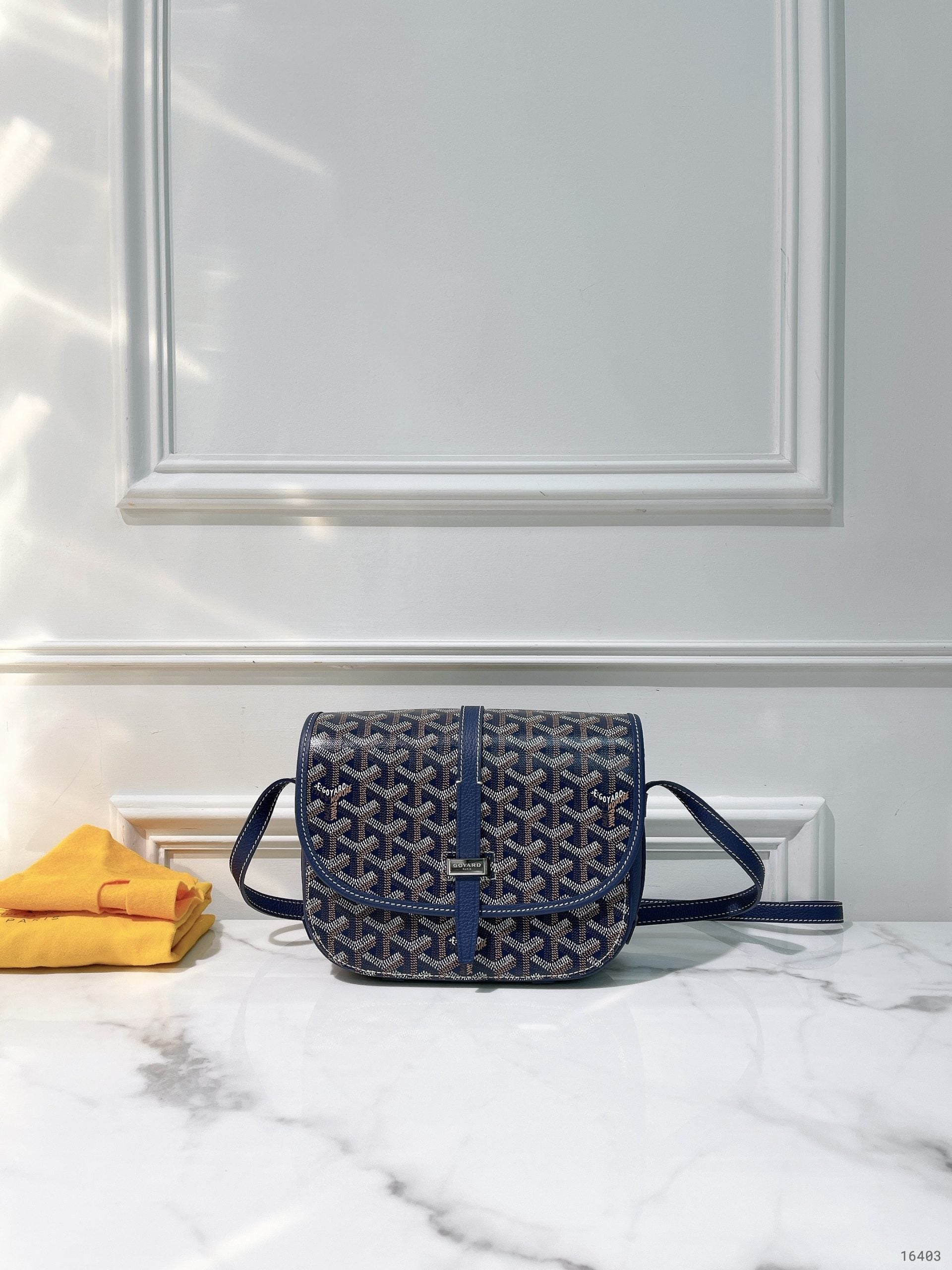 GOYARD BELVEDERE PM, Navy/Silver