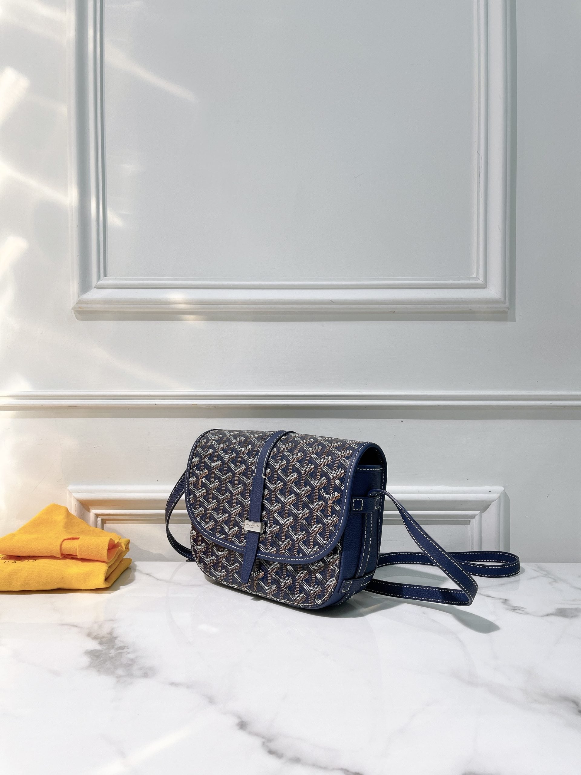 GOYARD BELVEDERE PM, Navy/Silver