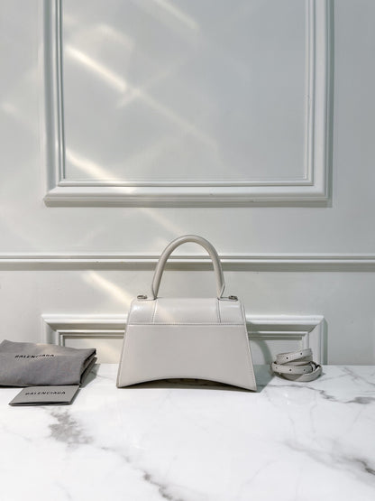 BALENCIAGA HOURGLASS SMALL, White/Silver