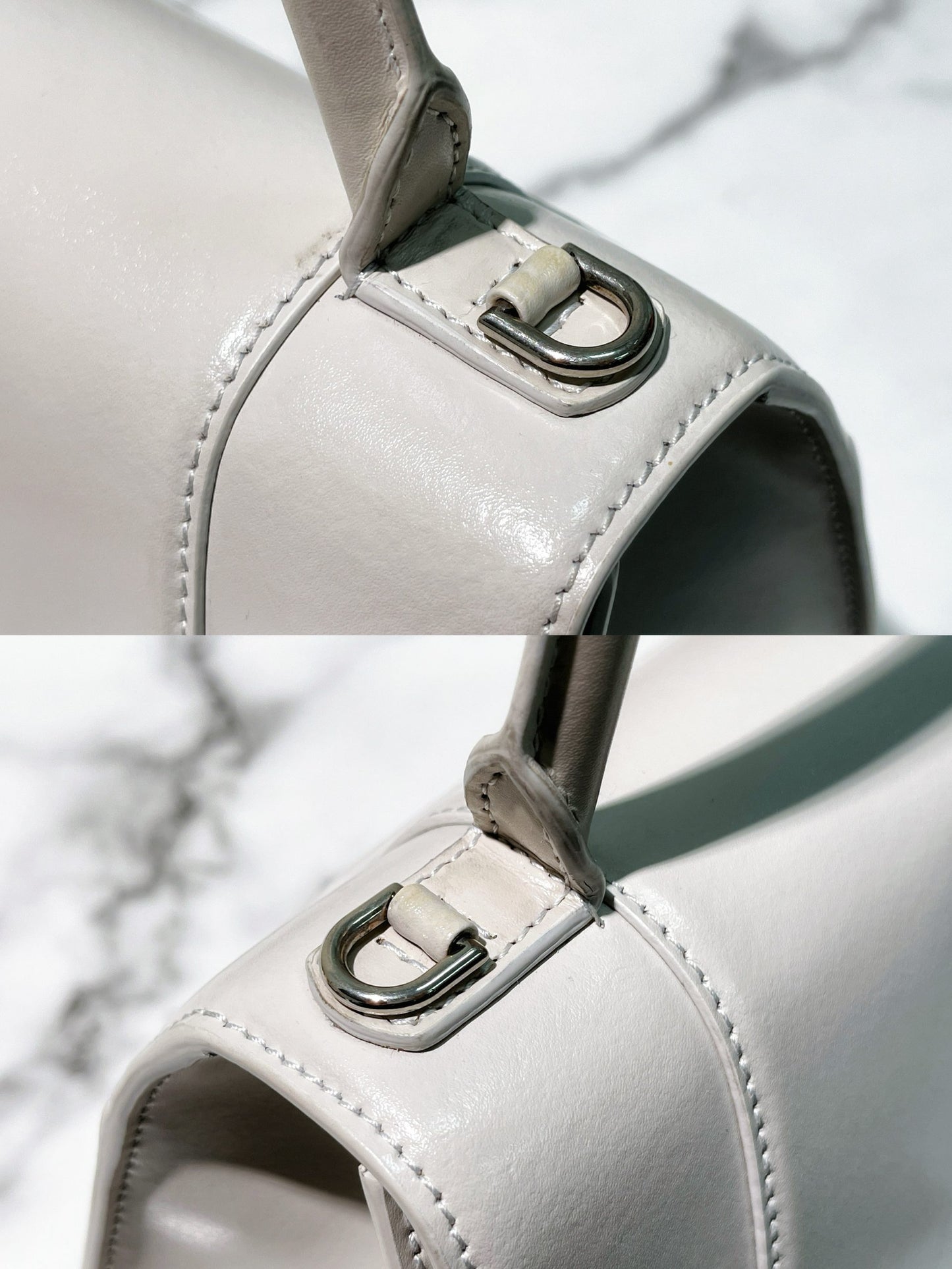 BALENCIAGA HOURGLASS SMALL, White/Silver